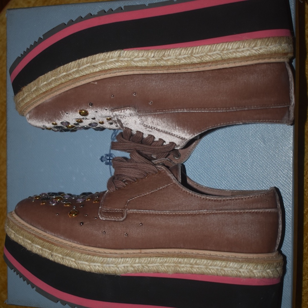 Prada Velvet Embellished Platform Oxford - Picture 9 of 9